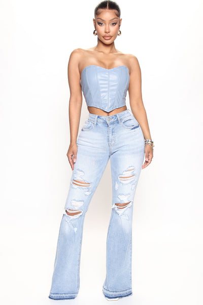 Nadia Raw Hem Flare Medium Wash Jeans FINAL SALE