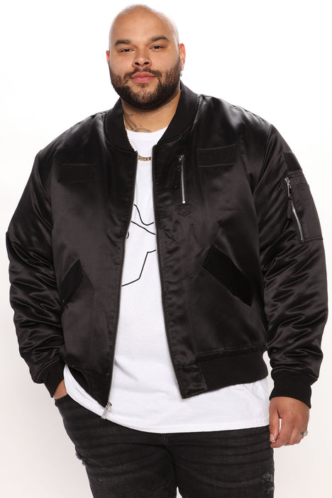 Men's Military Flight Bomber Jacket in Black