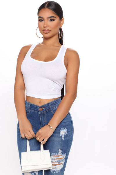 Simply The Best Seamless Cropped Tank - White