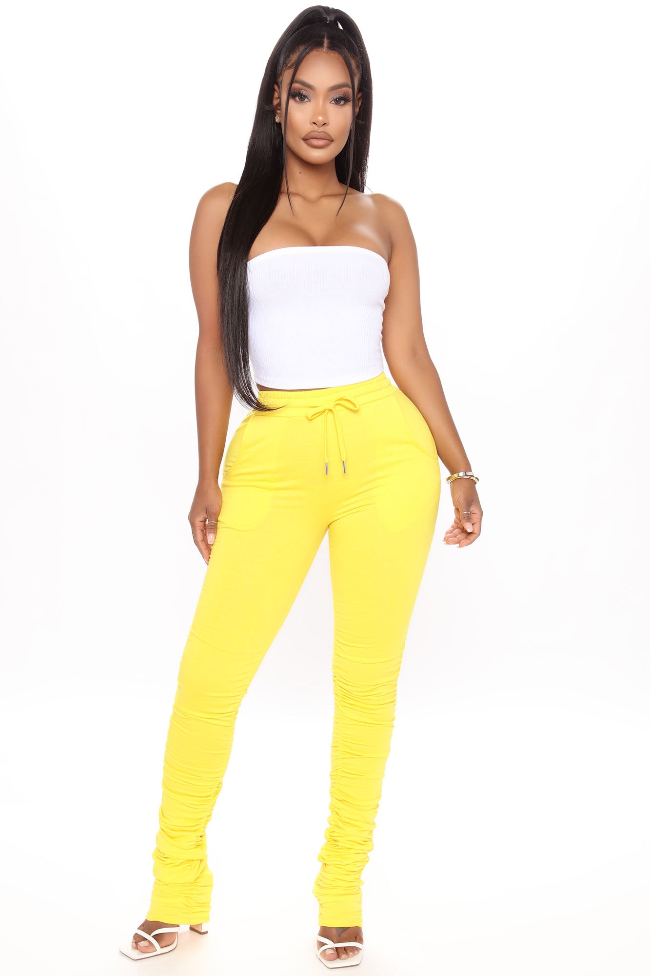B- Stacked Track Pants (Yellow)