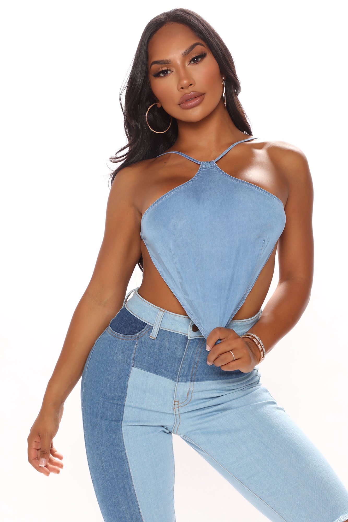 Stopping By Denim Crop Top - Light Wash
