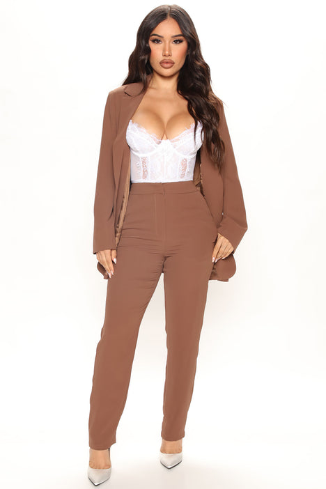 Business Per Usual Blazer Pant Set - Cognac, Fashion Nova, Matching Sets