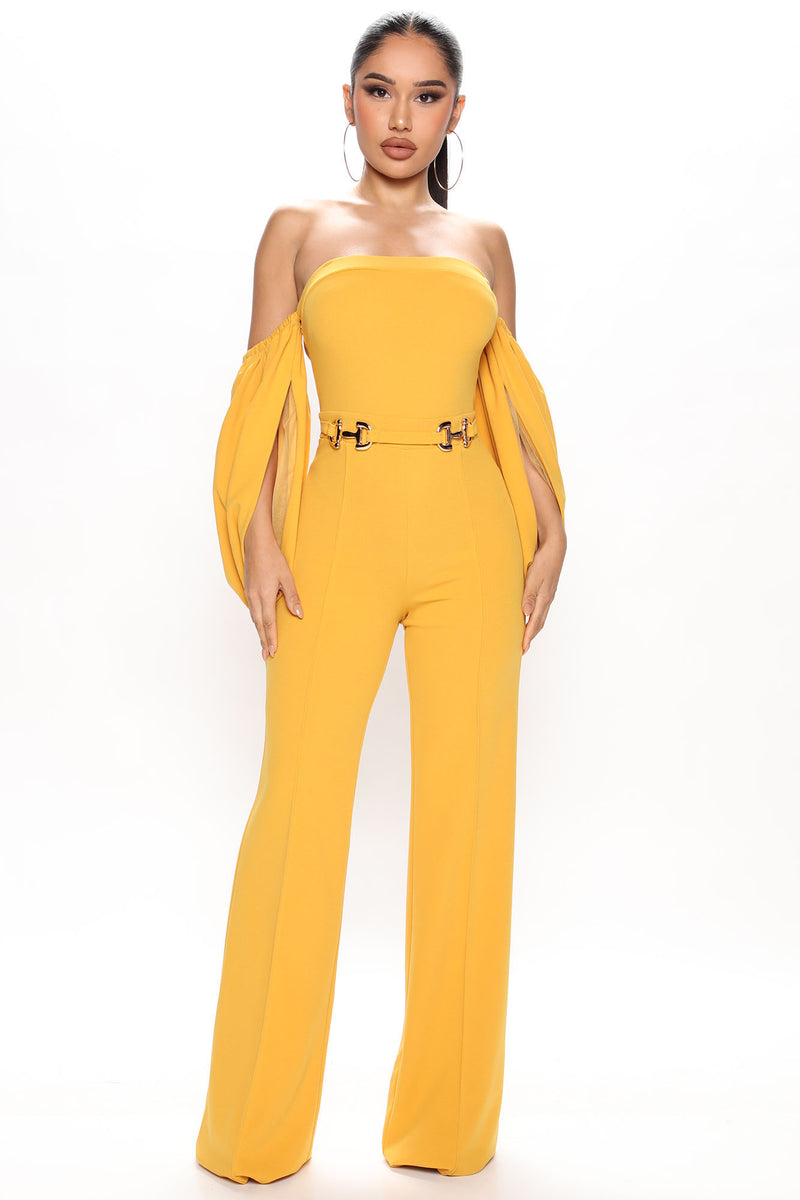 Felicia Off Shoulder Jumpsuit - Mustard | Fashion Nova, Jumpsuits ...