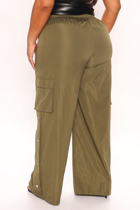 Out Of Your League Cargo Parachute Pant 32 - Olive, Fashion Nova, Pants