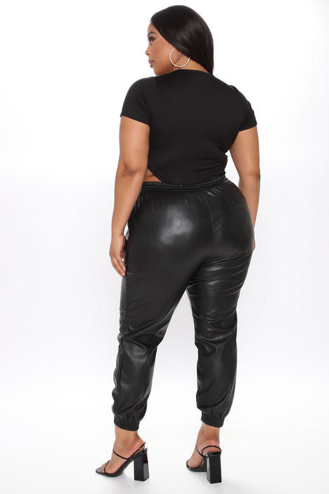 Everybody Looking Faux Leather Joggers - Black, Fashion Nova, Pants