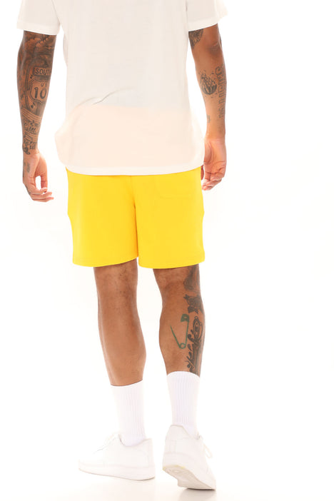 City Of Los Angeles Shorts - Yellow, Fashion Nova, Mens Shorts