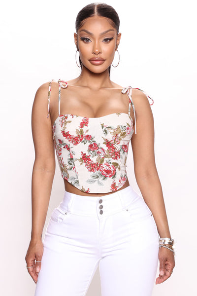 He Loves Me Floral Corset Top - Black/combo