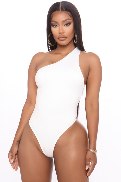 Michelle Short Sleeve Bodysuit - Off White, Fashion Nova, Bodysuits