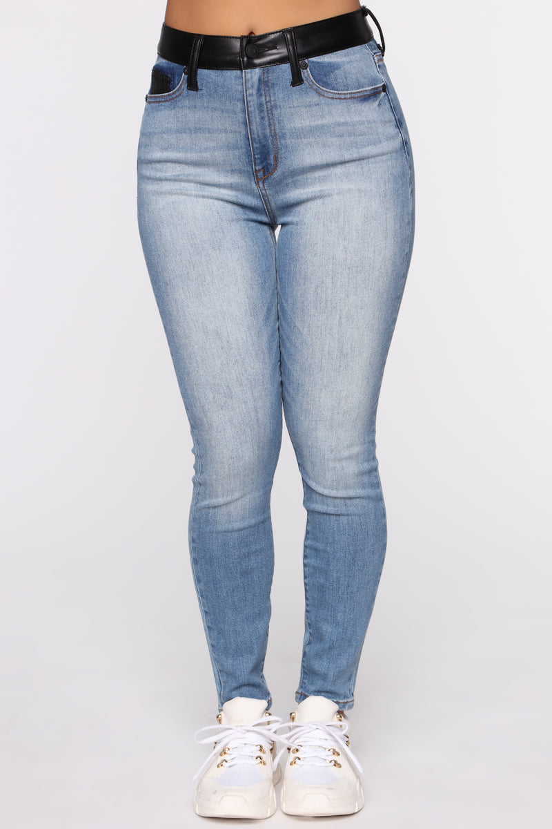 Deeper Down Mixed Skinny Jeans - Medium Blue Wash | Fashion Nova, Jeans ...