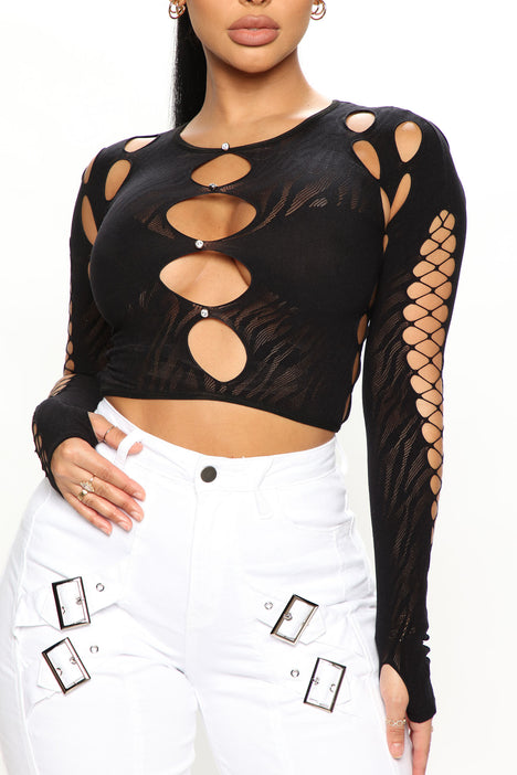 Sloan Mesh Top - Black