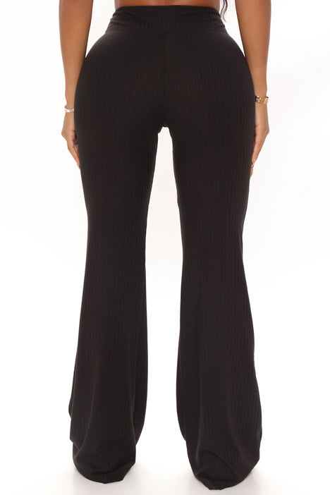 High Waist Flare Pants Women Ribbed Seamless Flare Leggings Solid