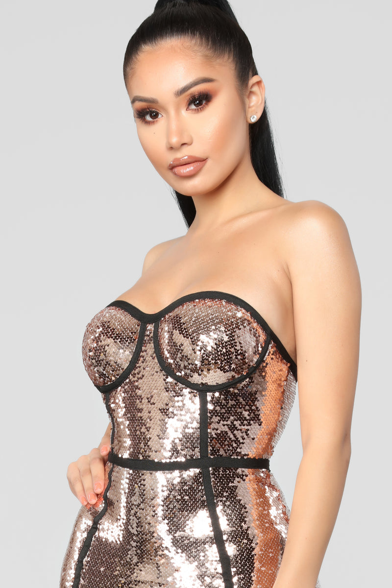 Met Gala Sequin Dress Rosegold Fashion Nova Luxe Fashion Nova 