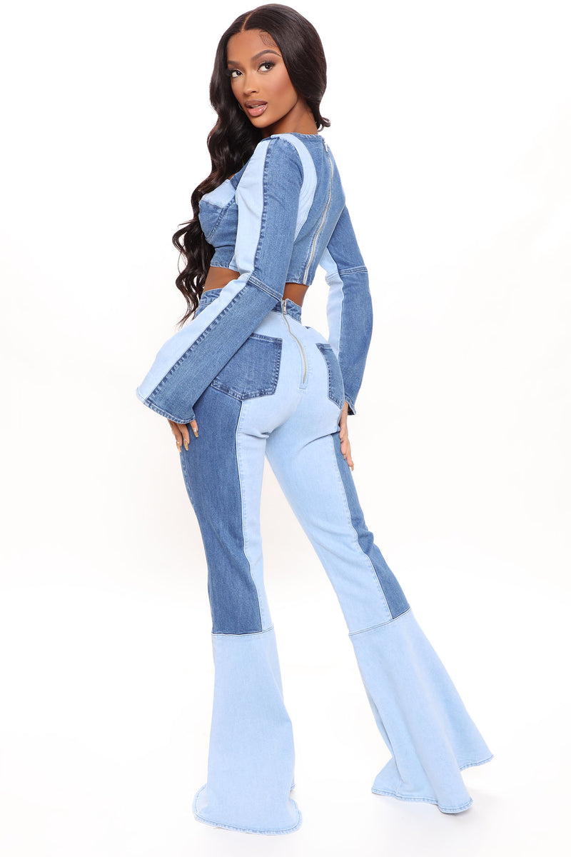 Secret Admirer Colorblock Denim Pant Set - Blue Wash | Fashion Nova ...