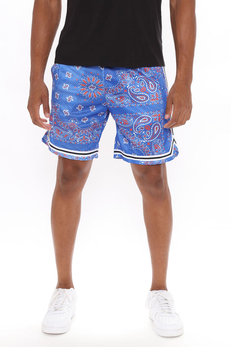 Bandana Print Shorts - Blue/combo, Fashion Nova, Mens Shorts
