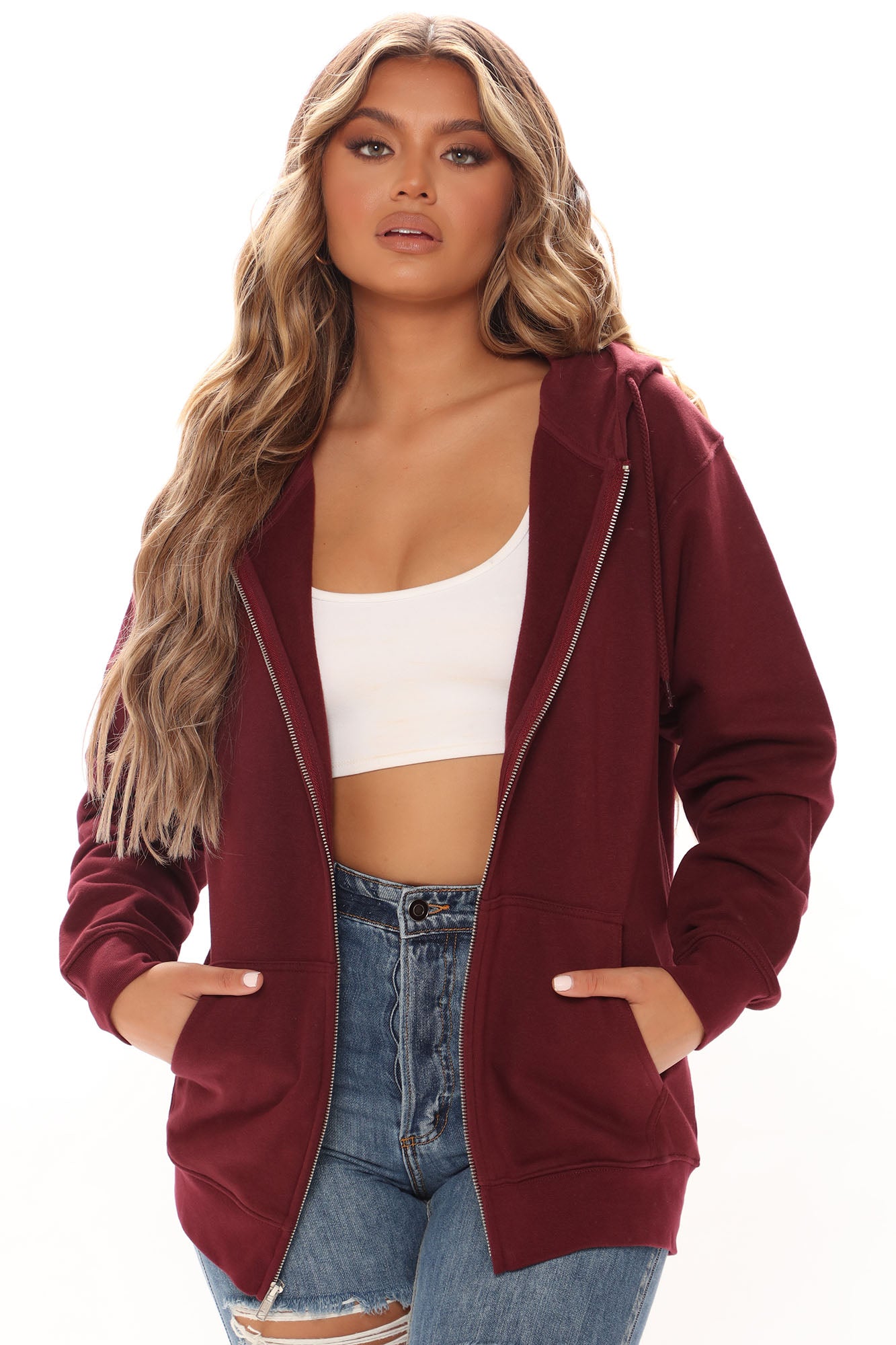 Girls Zipper Hoodie Set in Maroon – exetwear
