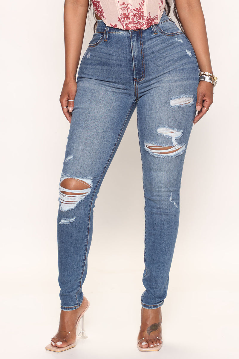 Classic Curvy Ripped Skinny Jeans - Medium Wash | Fashion Nova, Jeans ...