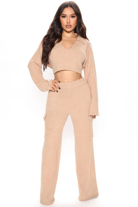 Womens Matching Sets Crop Top and High Waisted Pants Set Comfy