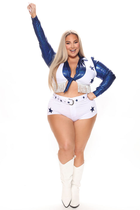 Texas Star Cheerleader 5 Piece Costume Set - White/Blue, Fashion Nova,  Womens Costumes
