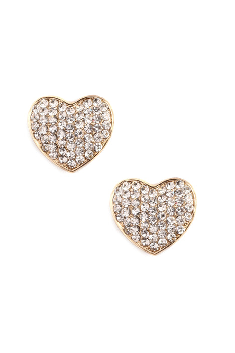 Gold Rhinestone Trim Tiered Heart Earrings