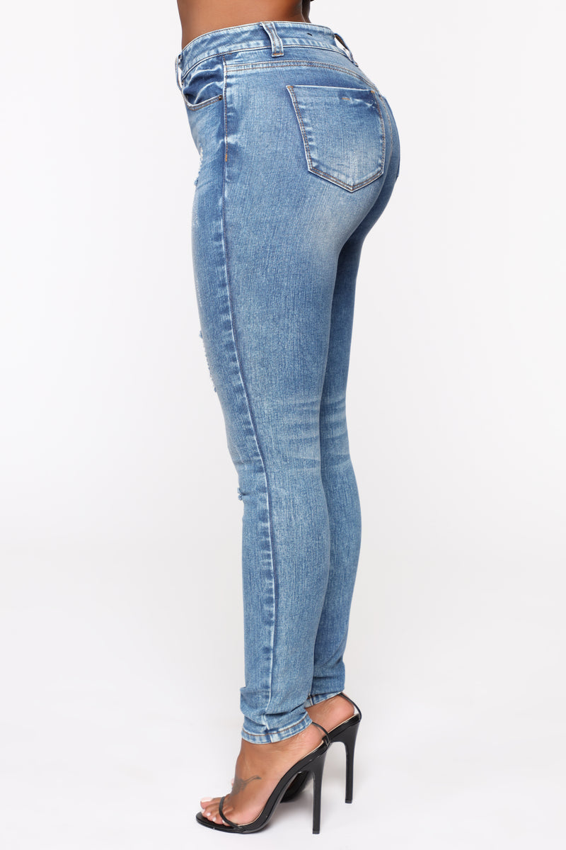 Don't Back Down Skinny Jeans - Medium Blue Wash | Fashion Nova, Jeans ...