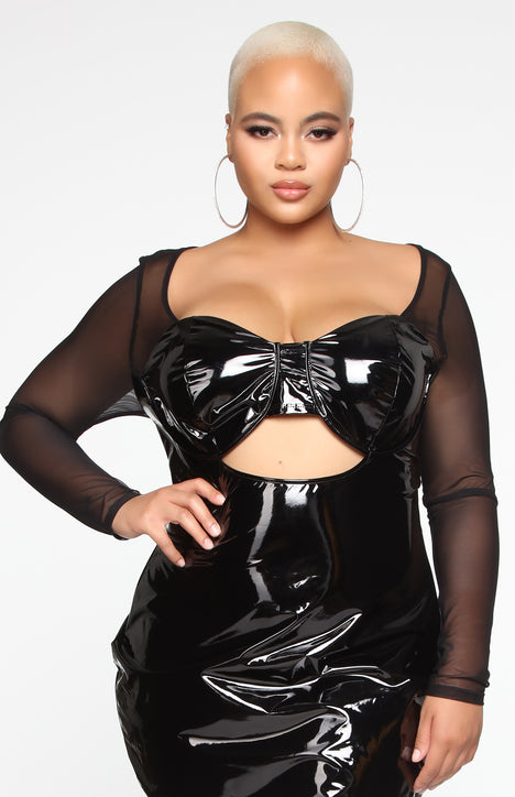 ingen forbindelse excentrisk Kan Mesh With The Vinyl Cutout Mini Dress - Black | Fashion Nova, Dresses |  Fashion Nova