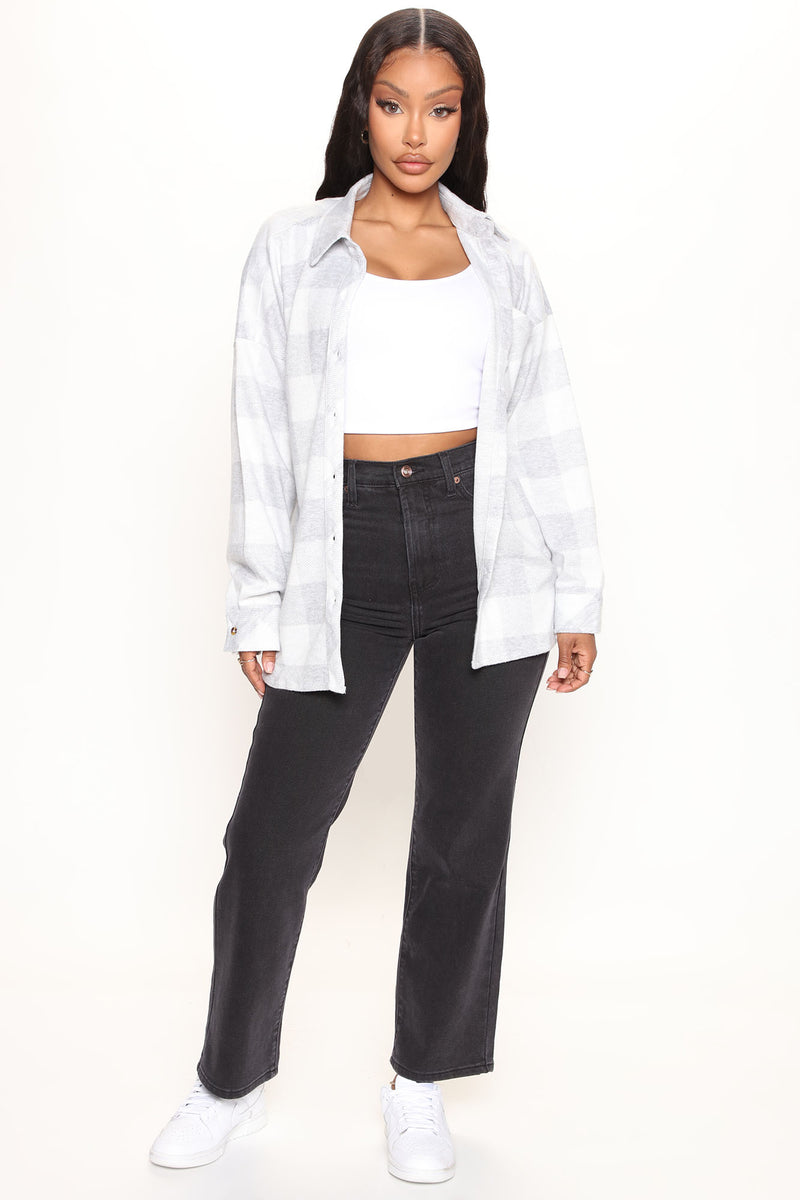 Check Your Ego Oversized Plaid Shirt - Grey/combo | Fashion Nova, Knit ...