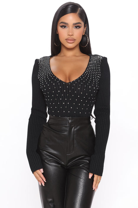 Heartbreaker Rhinestone Bodysuit, Black – Everyday Chic Boutique
