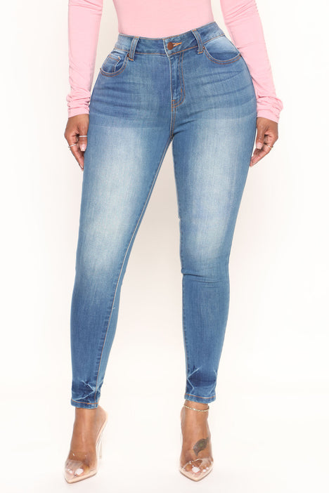 Classic Mid Rise Skinny Jeans - Medium Blue Wash, Fashion Nova, Jeans