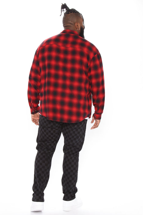 Padded Check Flannel Shirt Black/Red - Norvine