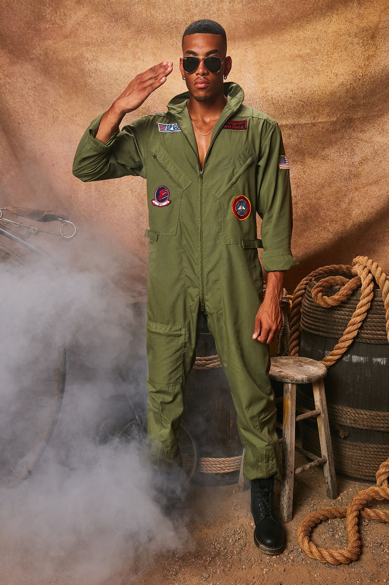 Top Gun Fly With Me Flight Suit Costume - Olive