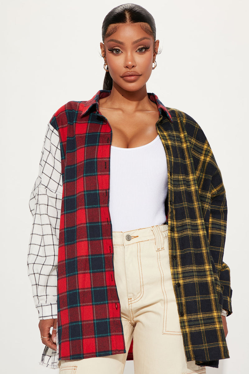 Mixed Emotions Mixed Feelings Flannel Top - Red/combo | Fashion Nova ...