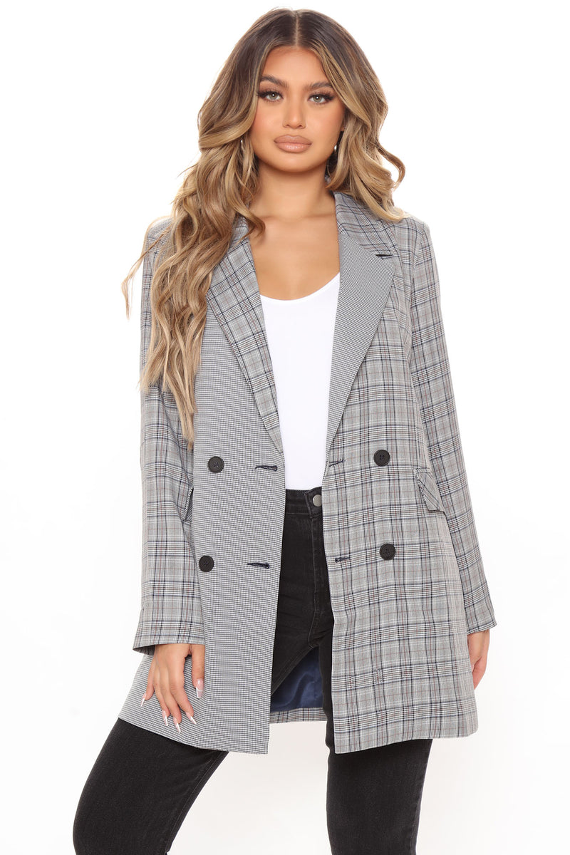 A Little Bit Spicy Blazer - Grey/combo | Fashion Nova, Jackets & Coats ...