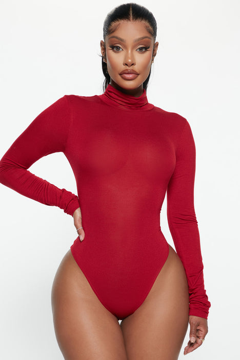 Ladies' Fashionable Red High Neck Sleeveless Bodysuit Shapewear