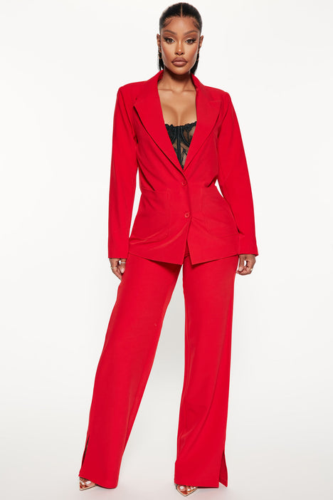 2022 Autumn Winter Formal Ladies Red Blazer Women Business Suits With Sets  Work Wear Office Uniform 5xl Size Pants Jacket - Pant Suits - AliExpress