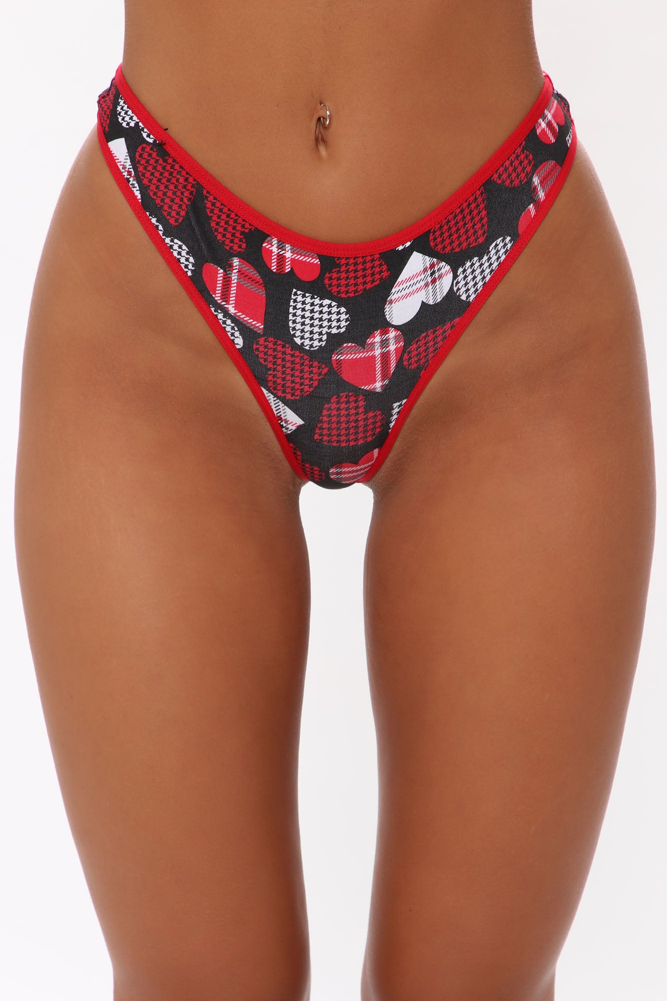 Perfect Fit Cotton Thong Panty - Black/Red