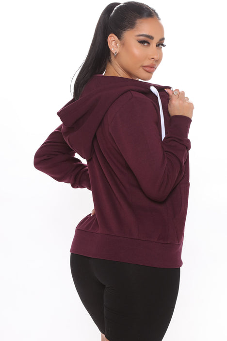 Plum zip sales up hoodie