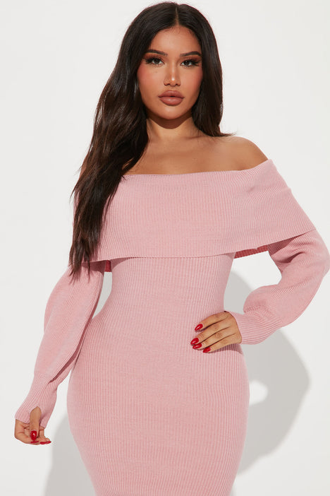 Stormy Sweater Maxi Dress - Pink