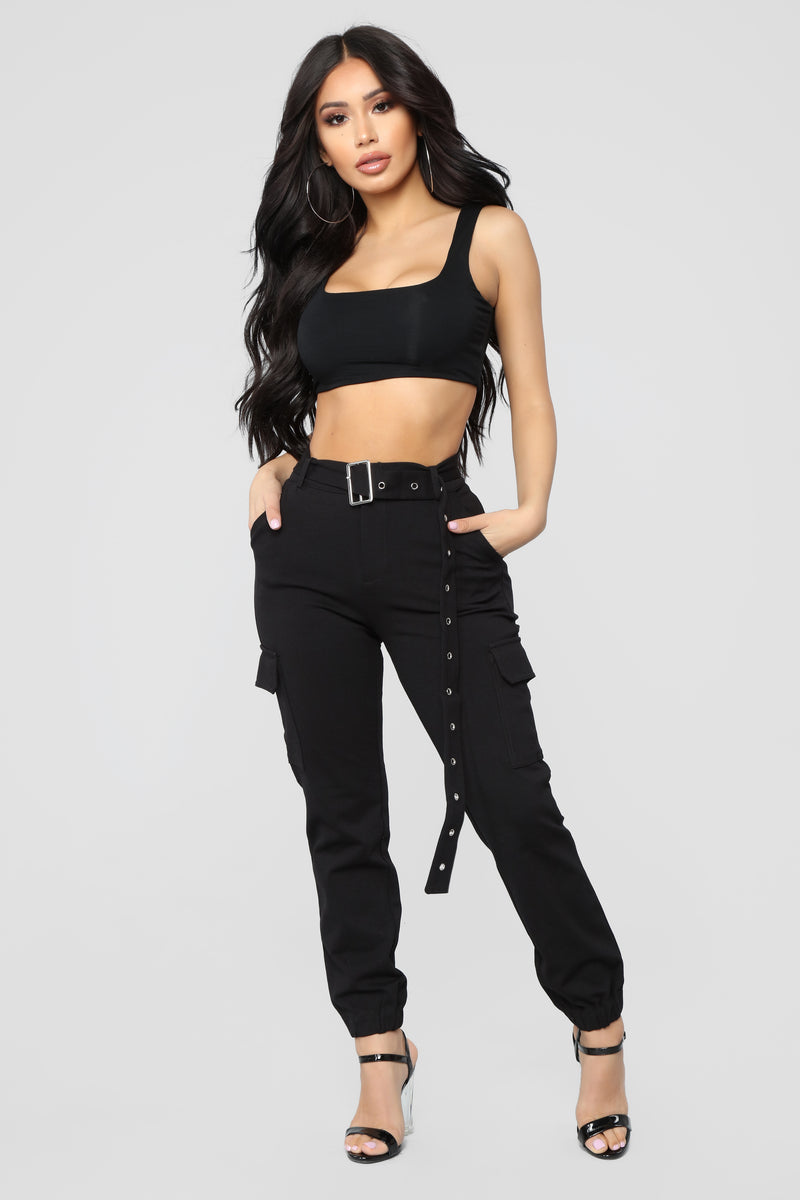 Nadia Belted Joggers - Black | Fashion Nova, Pants | Fashion Nova