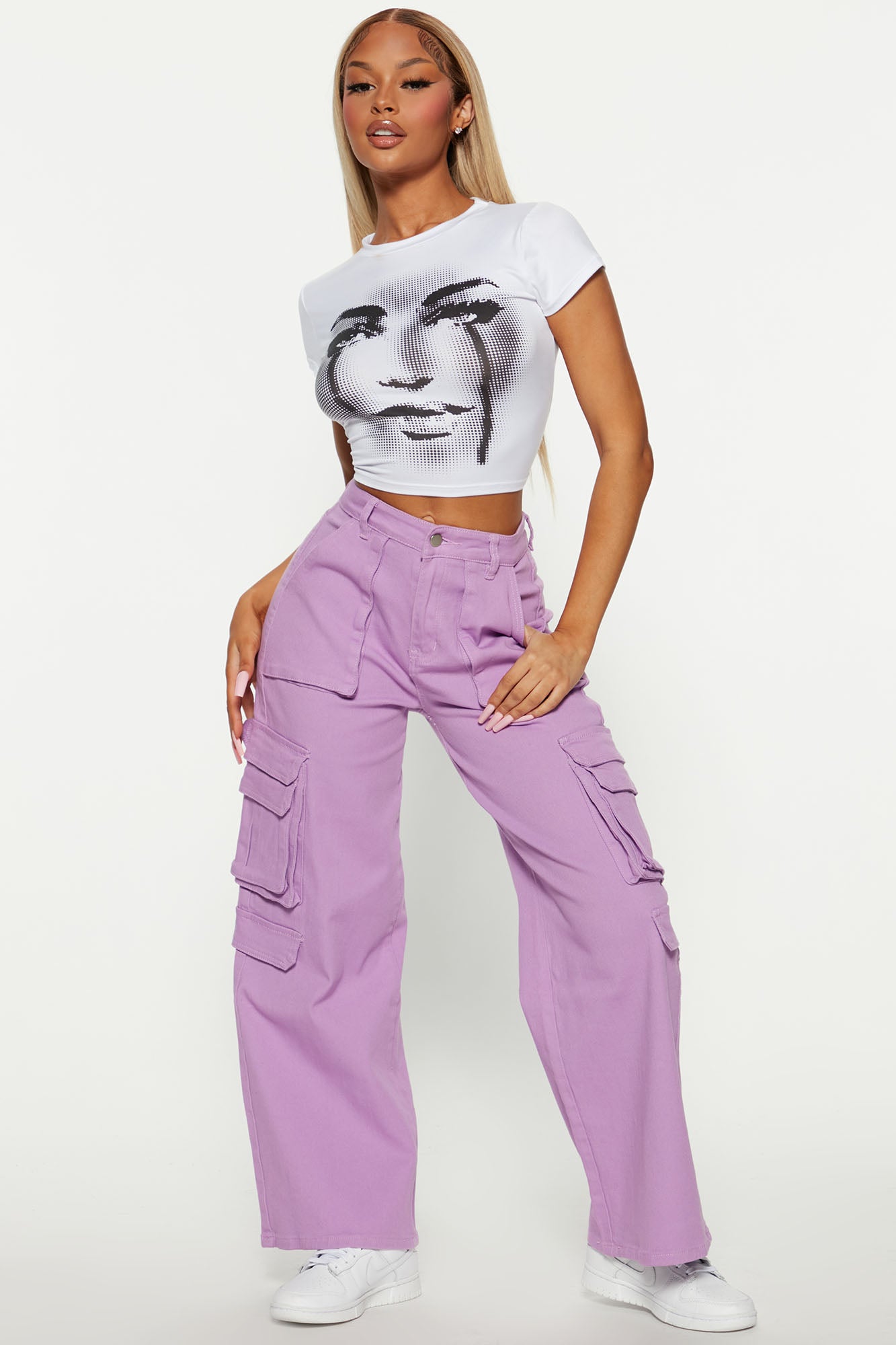Purple Cargo Pants Outfit
