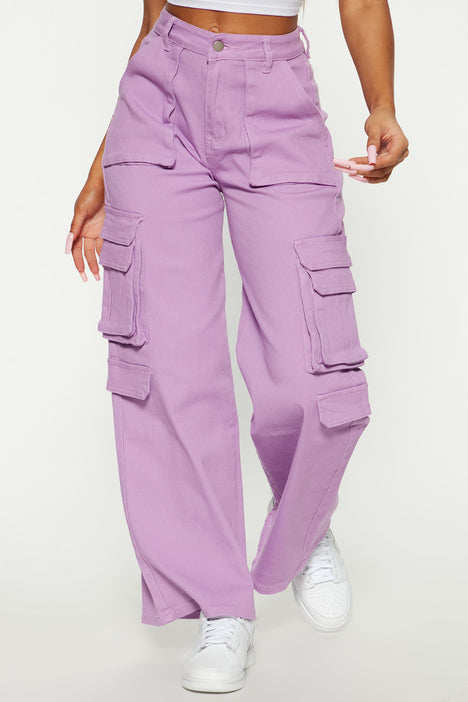 Zoie Cargo Pants - Purple, Fashion Nova, Pants