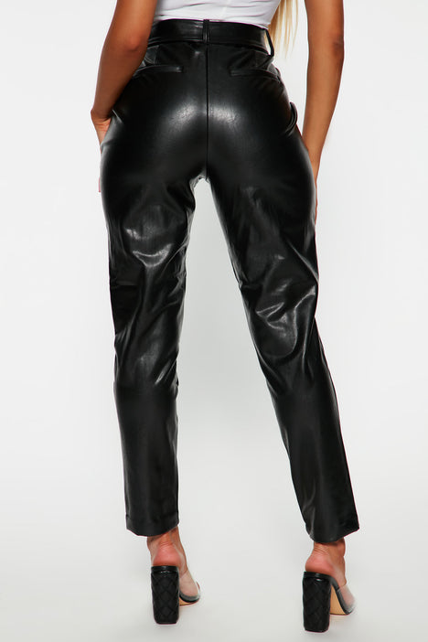 New Fashion Nova Woman Black Faux Leather Tell Me More Belted Pants Plus  Size 3X