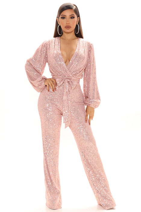 Can't Hide The Shine Sequin Jumpsuit Pink Fashion Nova,, 41% OFF