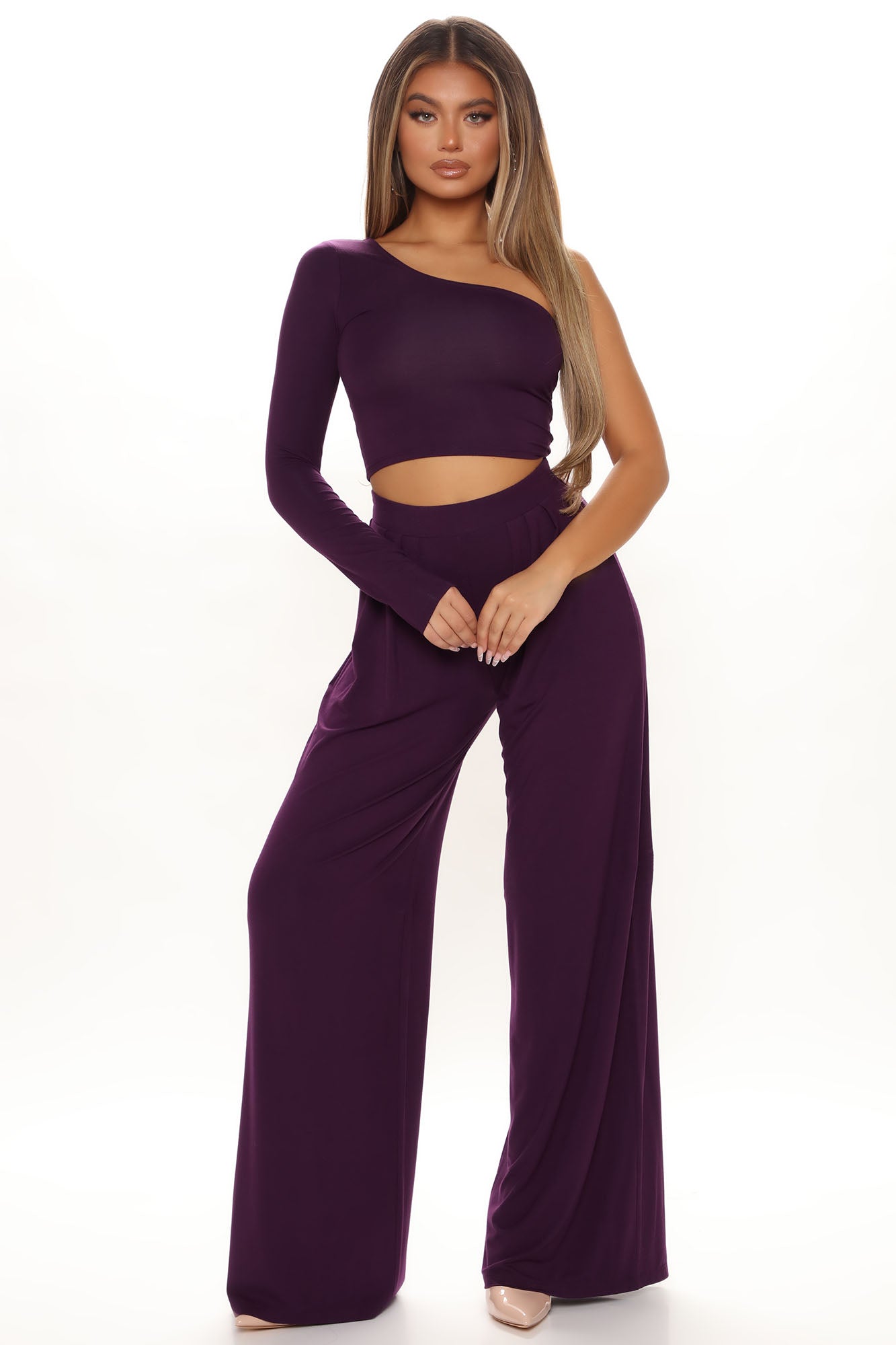 Set On You Pant and Crop Top Set - Purple