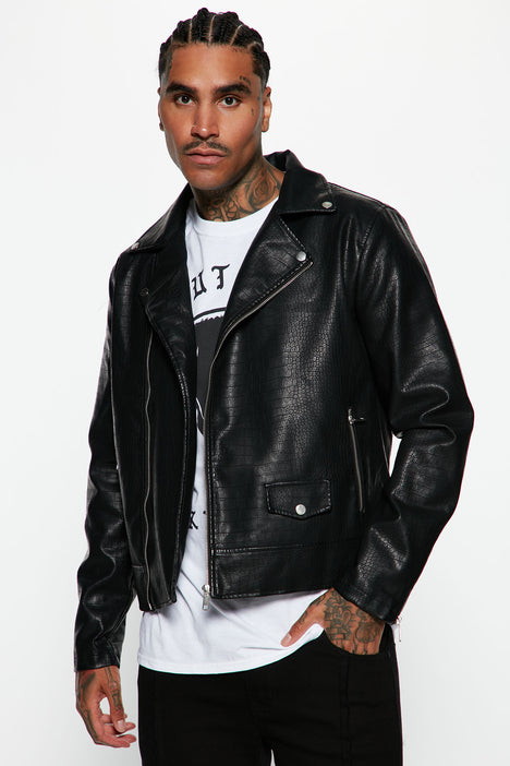 Black Crocodile leather biker jacket - Maker of Jacket