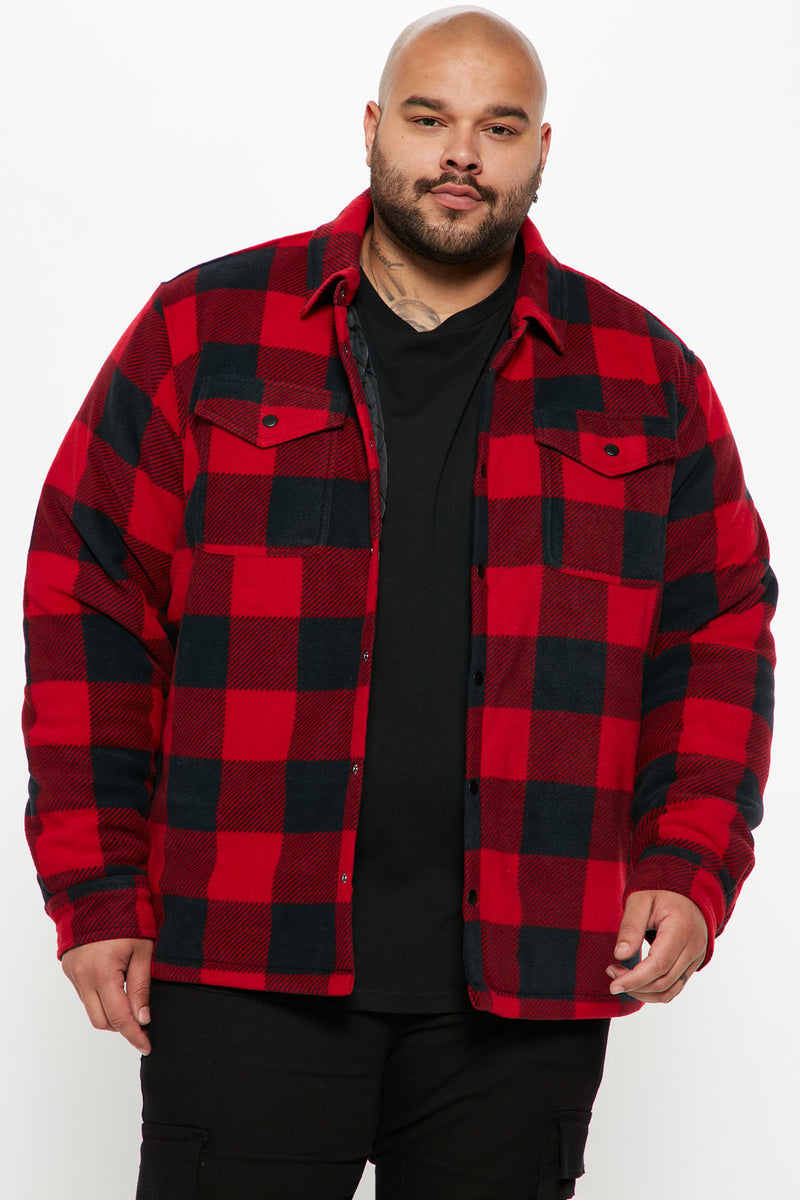 Lumber Flannel Shacket - Red/Black | Fashion Nova, Mens Jackets ...