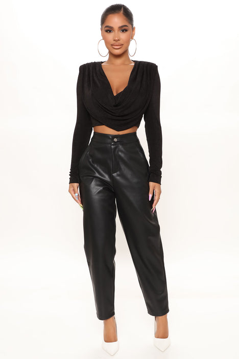 Montana Faux Leather Flare Pant - Black, Fashion Nova, Pants