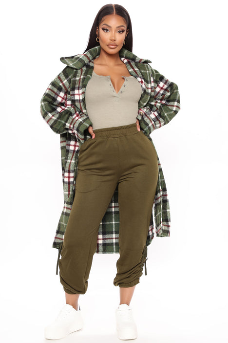 Paint The Town Plaid Jacket - Olive/combo