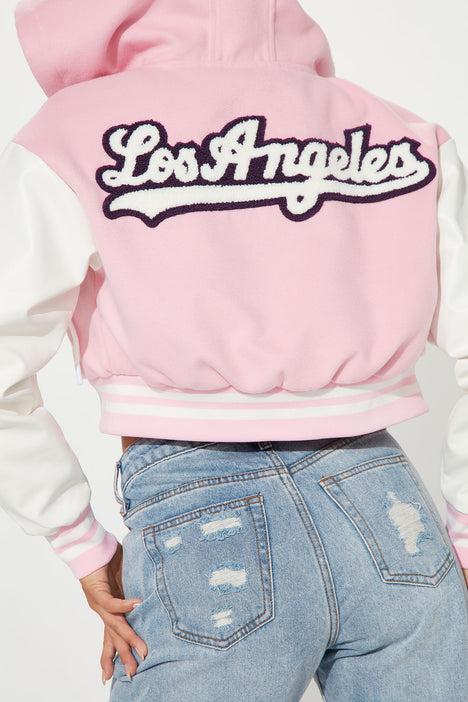 Women's New York Varsity Cropped Jacket | Love Moda Pink / 3X