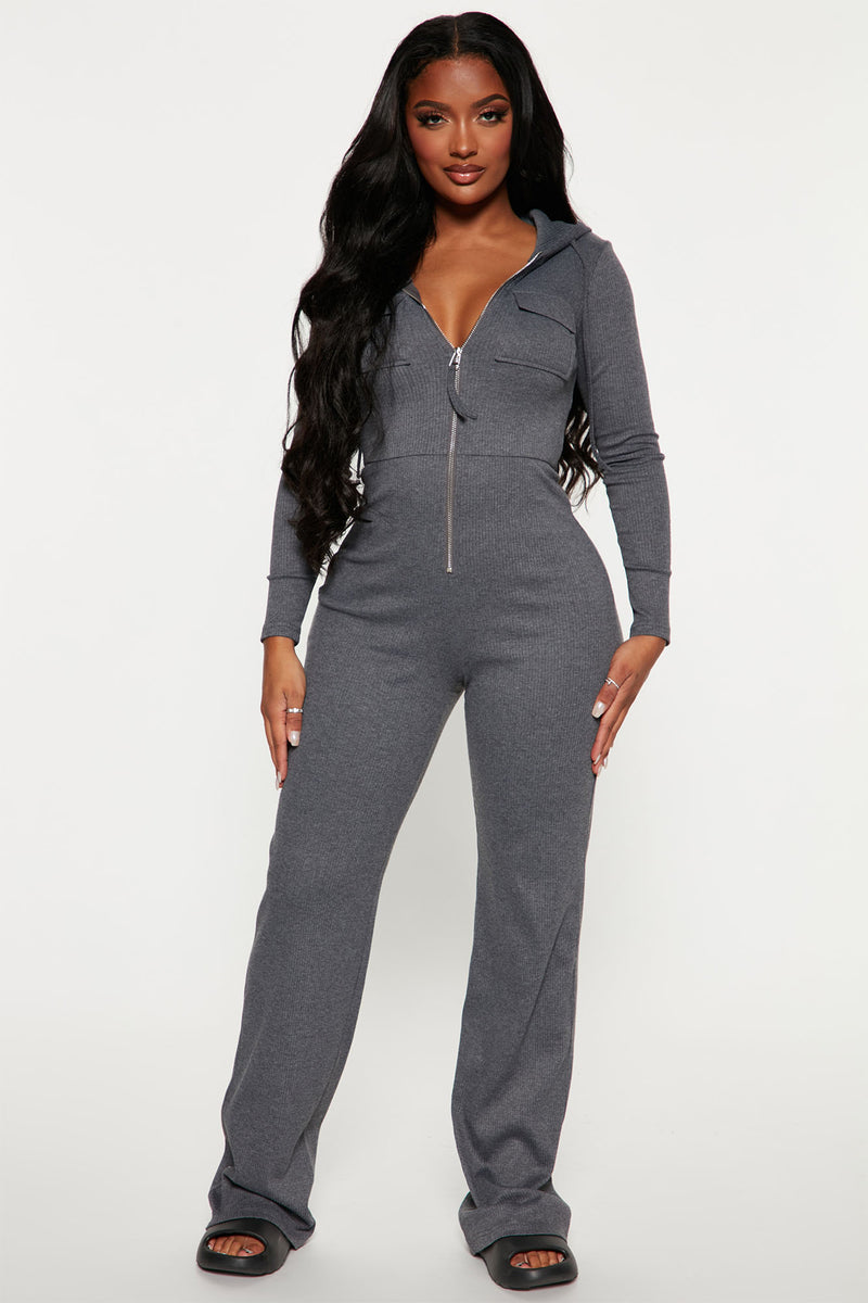 Ready For The Weekend Ribbed Jumpsuit - Charcoal | Fashion Nova ...