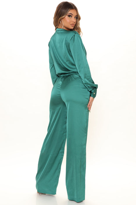 Adina Satin Trouser - Emerald